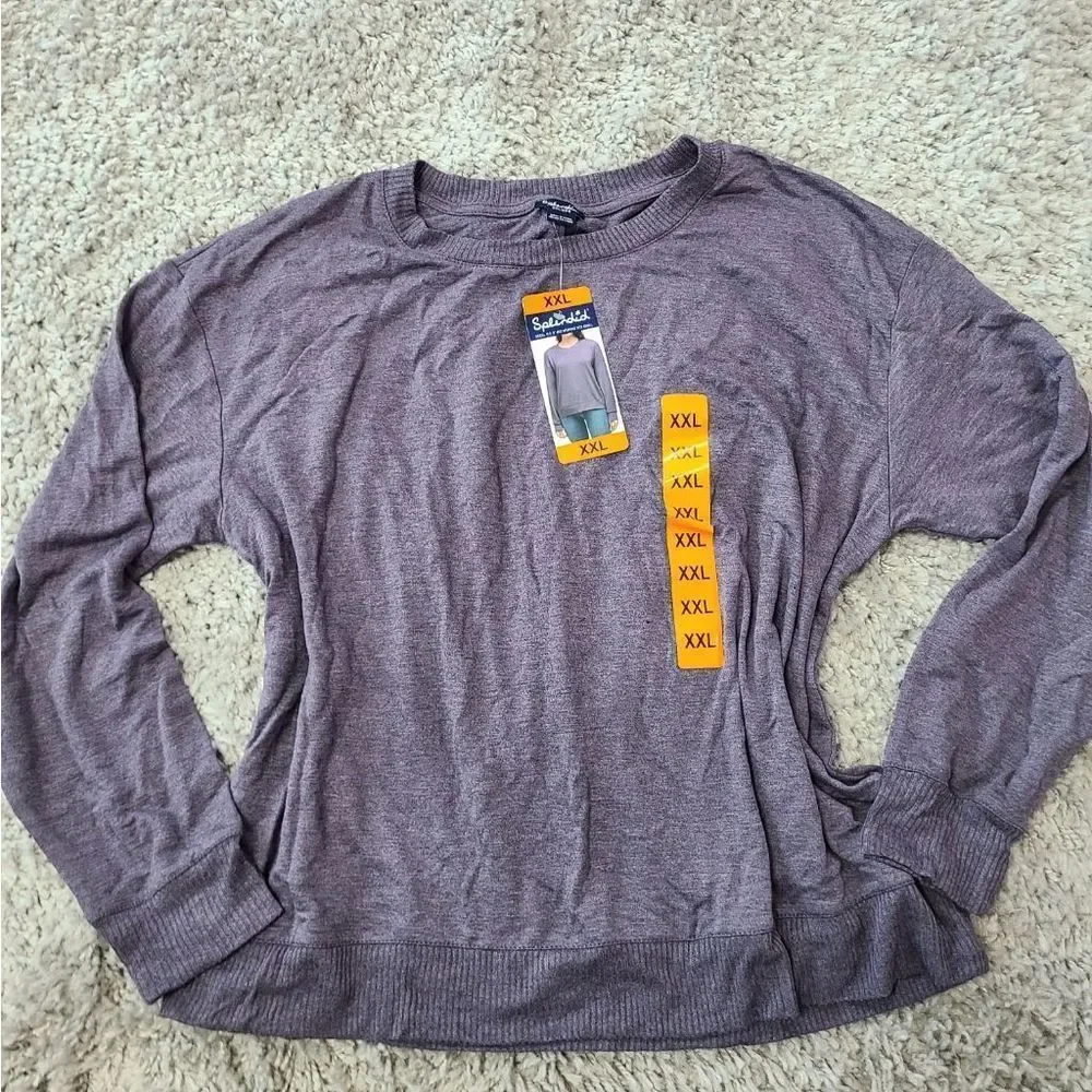 SPLENDID Women's Amethyst Heather Purple Shirt Size XXL Soft Long Sleeve NWT - Picture 1 of 8